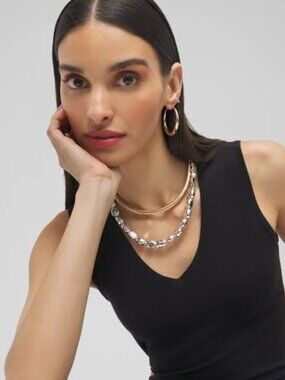 NWT CHICOS CONVERTIBLE MIXED MEDIA METAL NECKLACE.